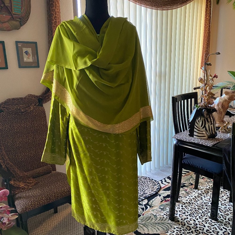 SARI STYLE HANDMADE DRESS WITH MATCHING SCARF